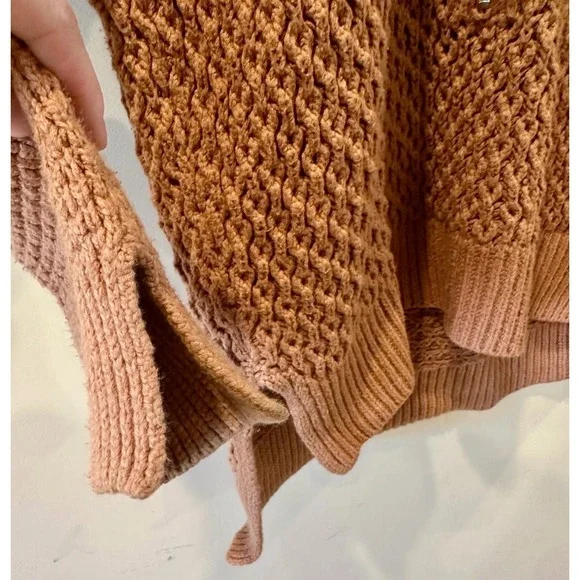 3.1 Phillip Lim Tan Cotton + Cashmere Cableknit Chunky Sweater 1/4 Zip Sz M LUX - Picture 5 of 6